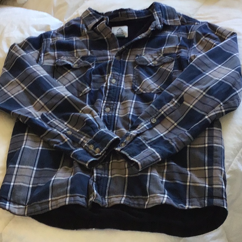 Fleece lined blue/grey flannel ~ Great shape!